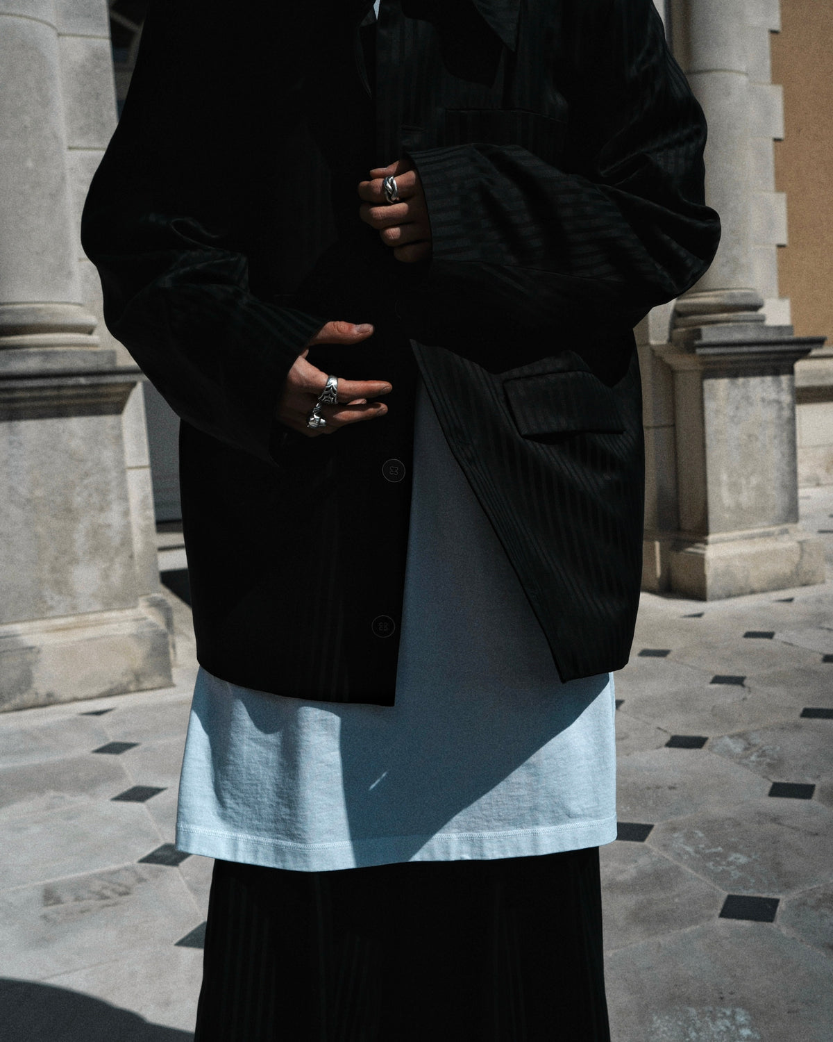 1313 SELAH / DERI TAILORED JACKET BLACK “TONAL PINSTRIPE”