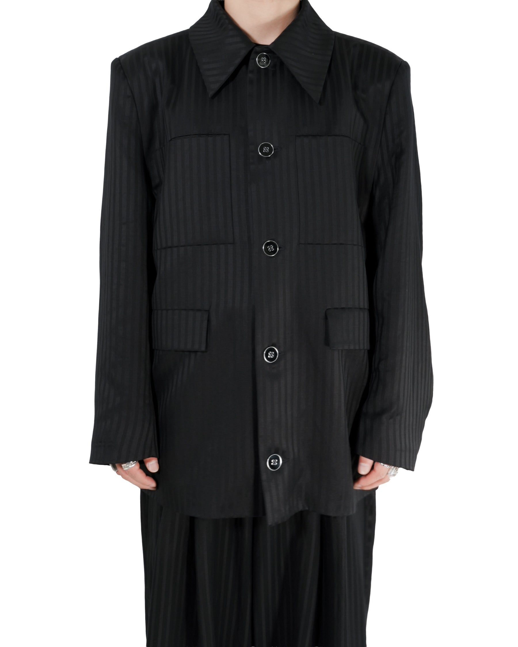 1313 SELAH / DERI TAILORED JACKET BLACK “TONAL PINSTRIPE”