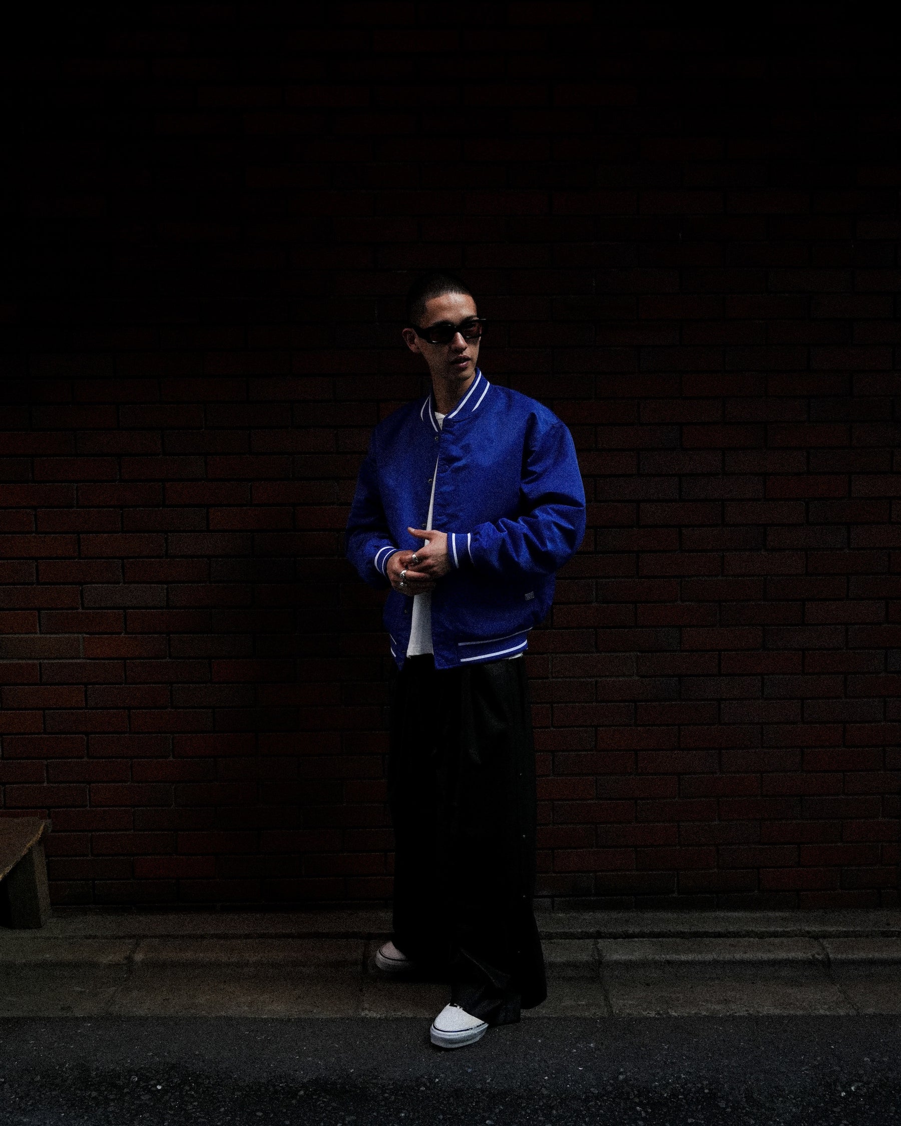 PRO CLUB / HEAVYWEIGHT SATIN BASEBALL JACKET BLUE
