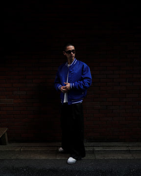 PRO CLUB / HEAVYWEIGHT SATIN BASEBALL JACKET BLUE