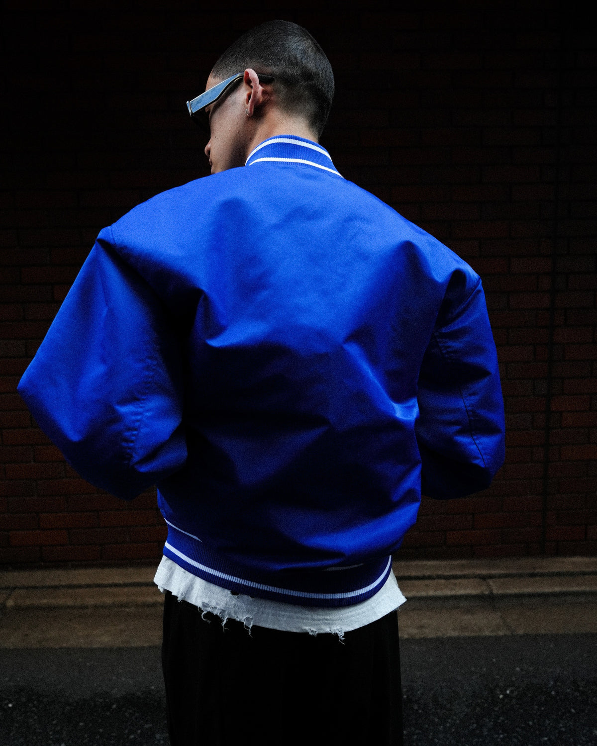 PRO CLUB / HEAVYWEIGHT SATIN BASEBALL JACKET BLUE