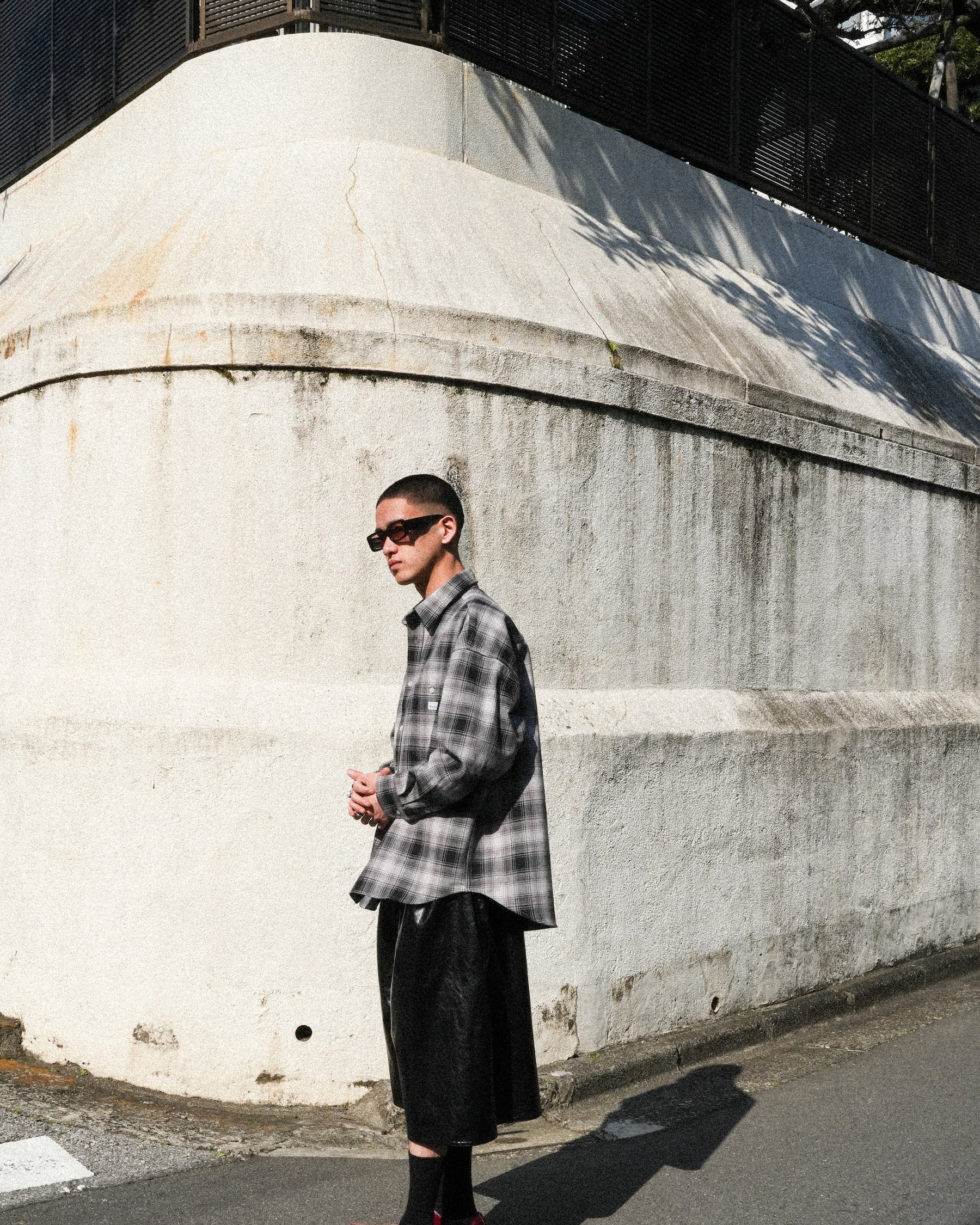 PRO CLUB / HEAVY WIDE OMBRE FLANNEL SHRIT BLACK