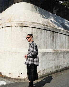 PRO CLUB / HEAVY WIDE OMBRE FLANNEL SHRIT BLACK