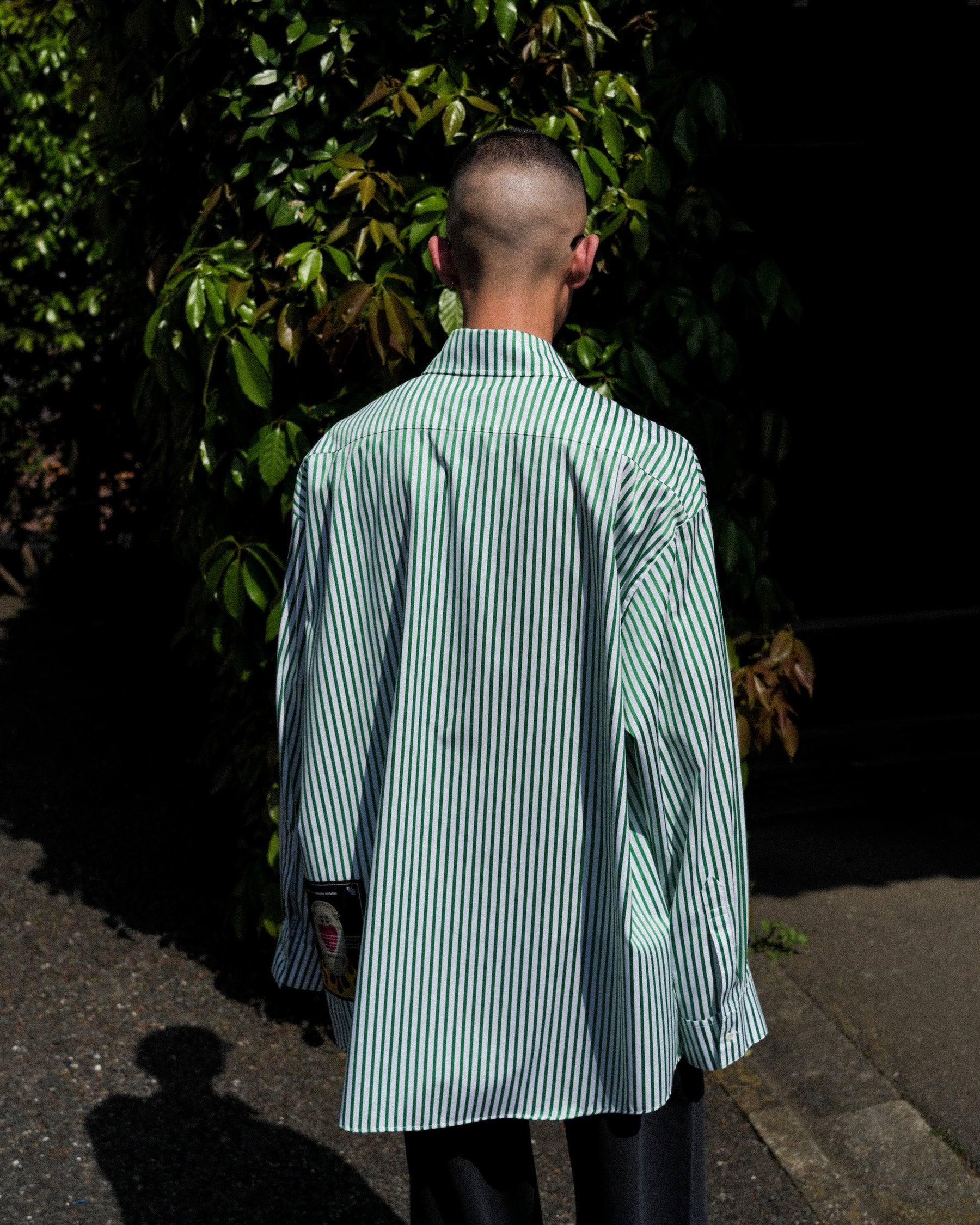 TENDER PERSON / STRIPE DRESS SHIRT GREEN STRIPE