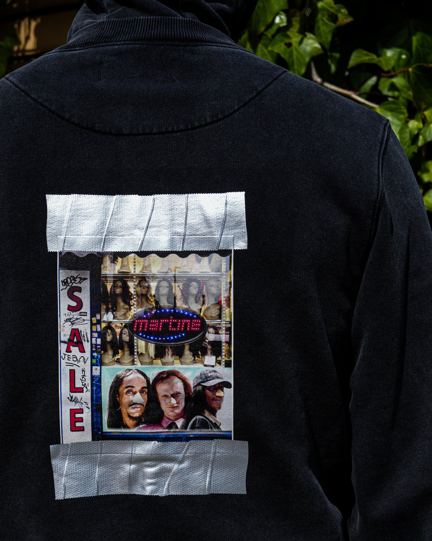 Martine Rose / HOODED ZIP CREW BLACK WASHED