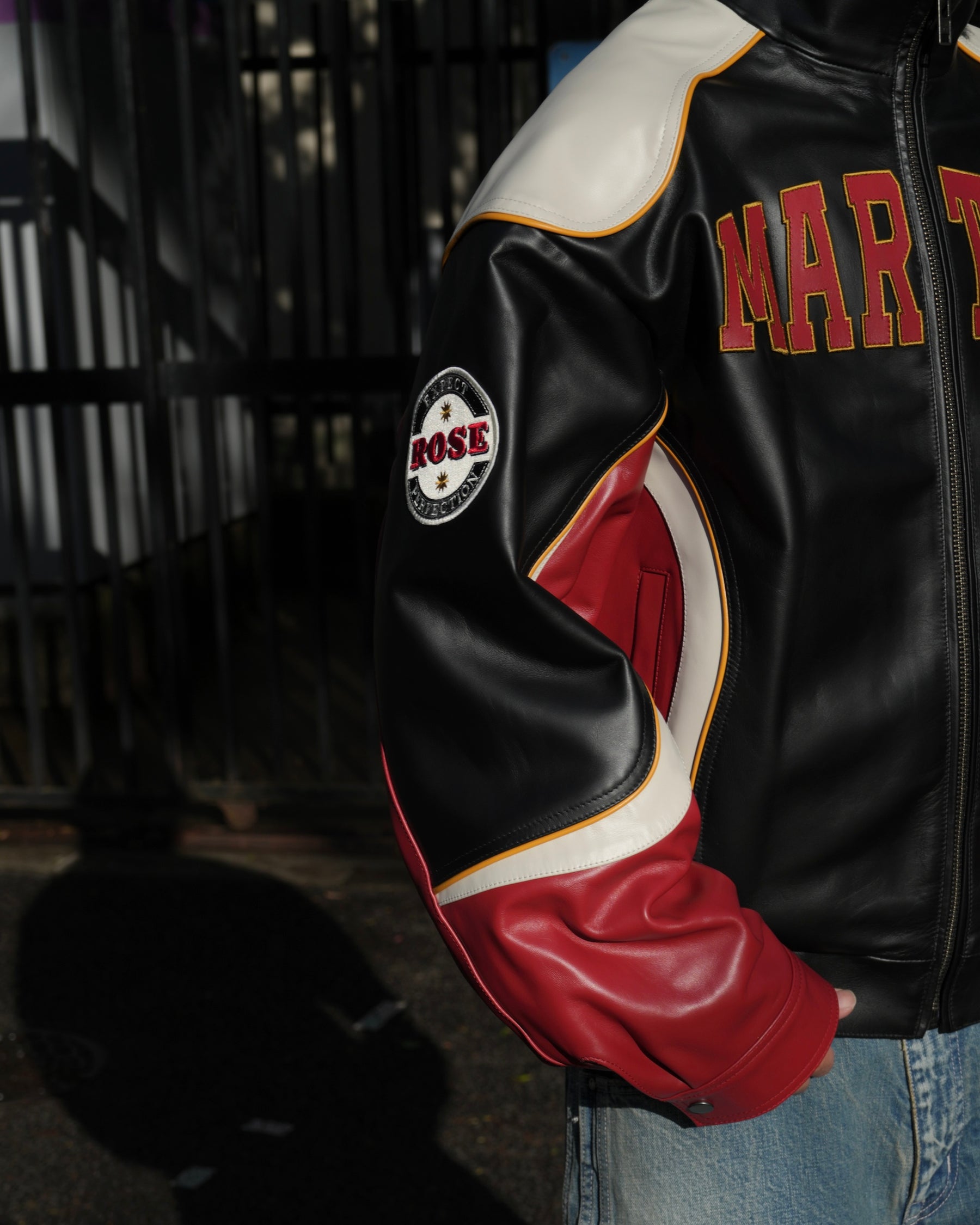Last One Martine Rose / SUPERBOWL LEATHER JACKET BLACK RED