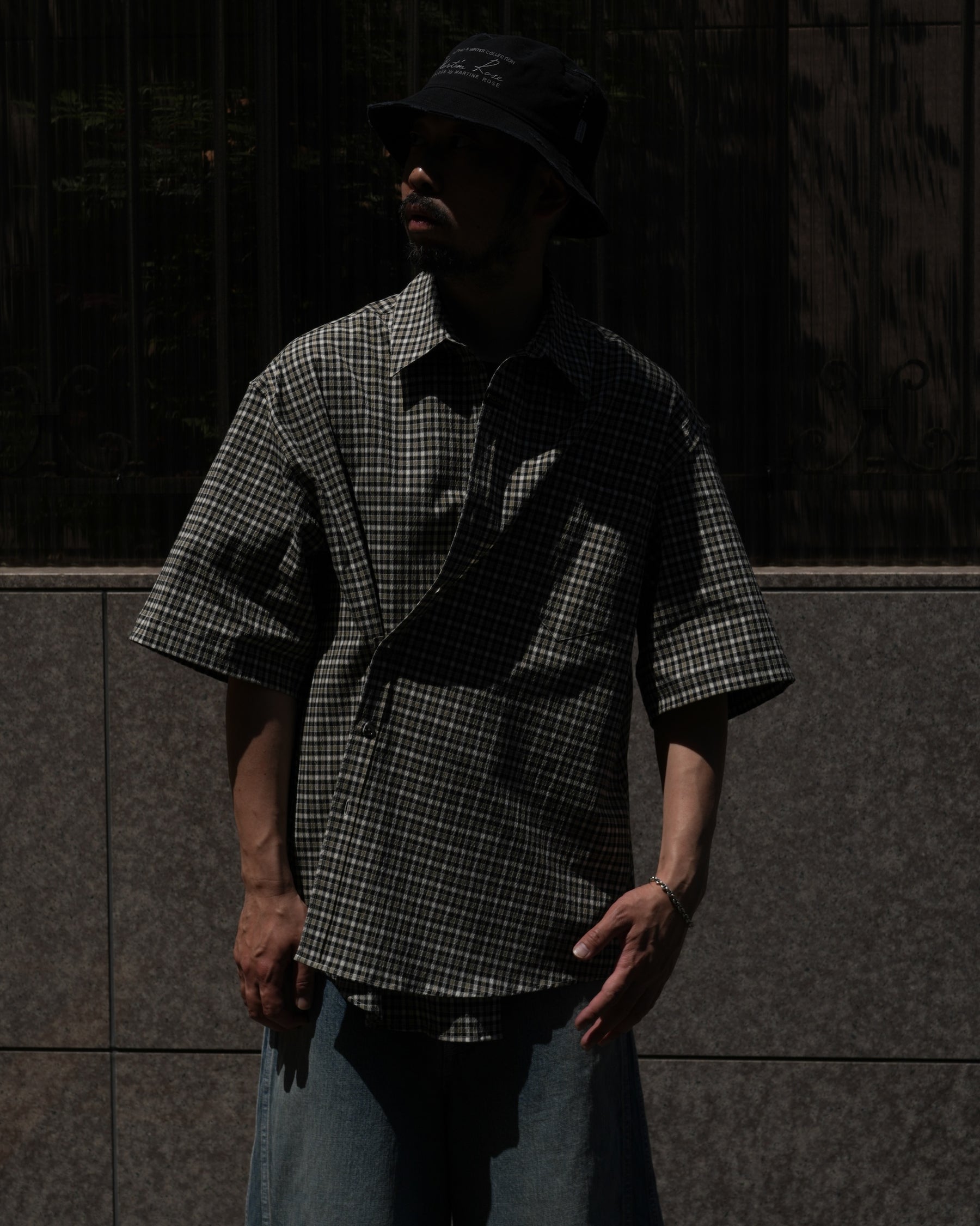 Martine Rose / SS BOXY WRAP SHIRT BLACK GREEN