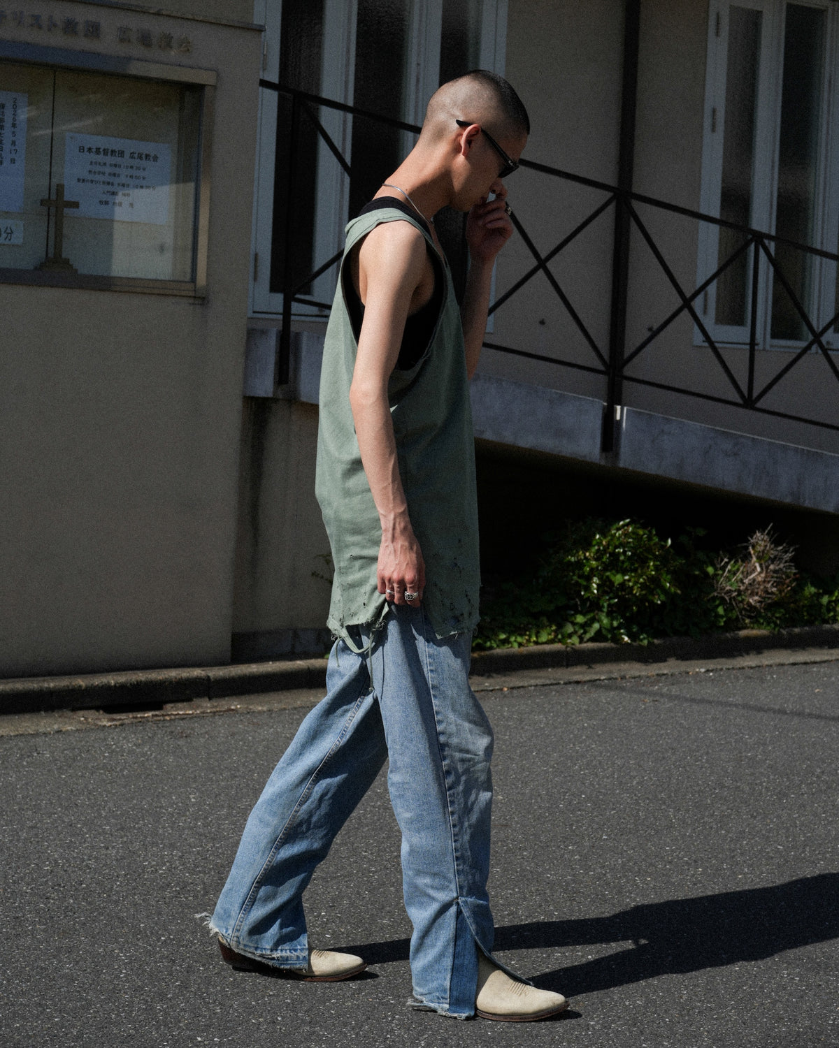 TEPPEI FURUYAMA / HARD CRASH TANK-TOP GREEN