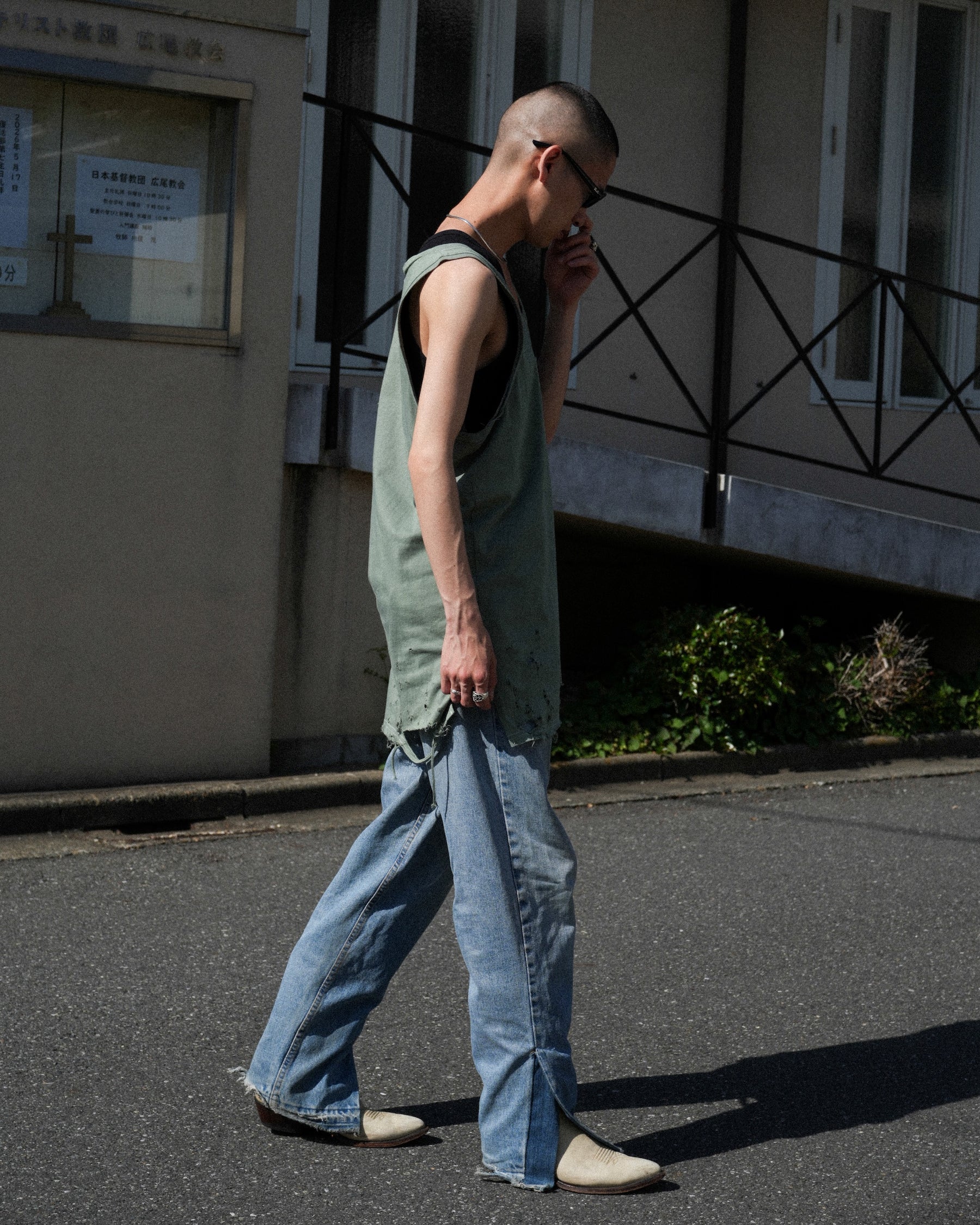 TEPPEI FURUYAMA / HARD CRASH TANK-TOP GREEN