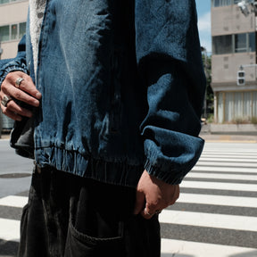 Grand Collection / DENIM SHERPA LINED TRACK JACKET