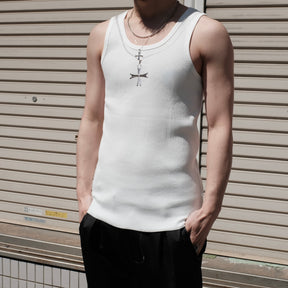 LUXENBURG / RIB TANK CHAIN PRINT CHALK WHITE
