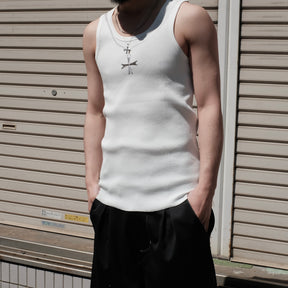 LUXENBURG / RIB TANK CHAIN PRINT CHALK WHITE