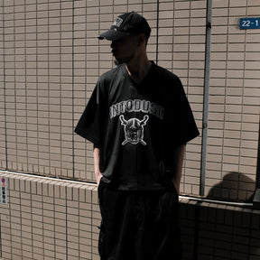 INTODUSK / SS V NECK MESH T BLACK