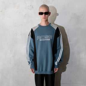 <span style="color: #f50b0b;">Last One</span> Martine Rose / PANELLED SWEATSHIRT BLUE AGEAN ROSE OUTLINE