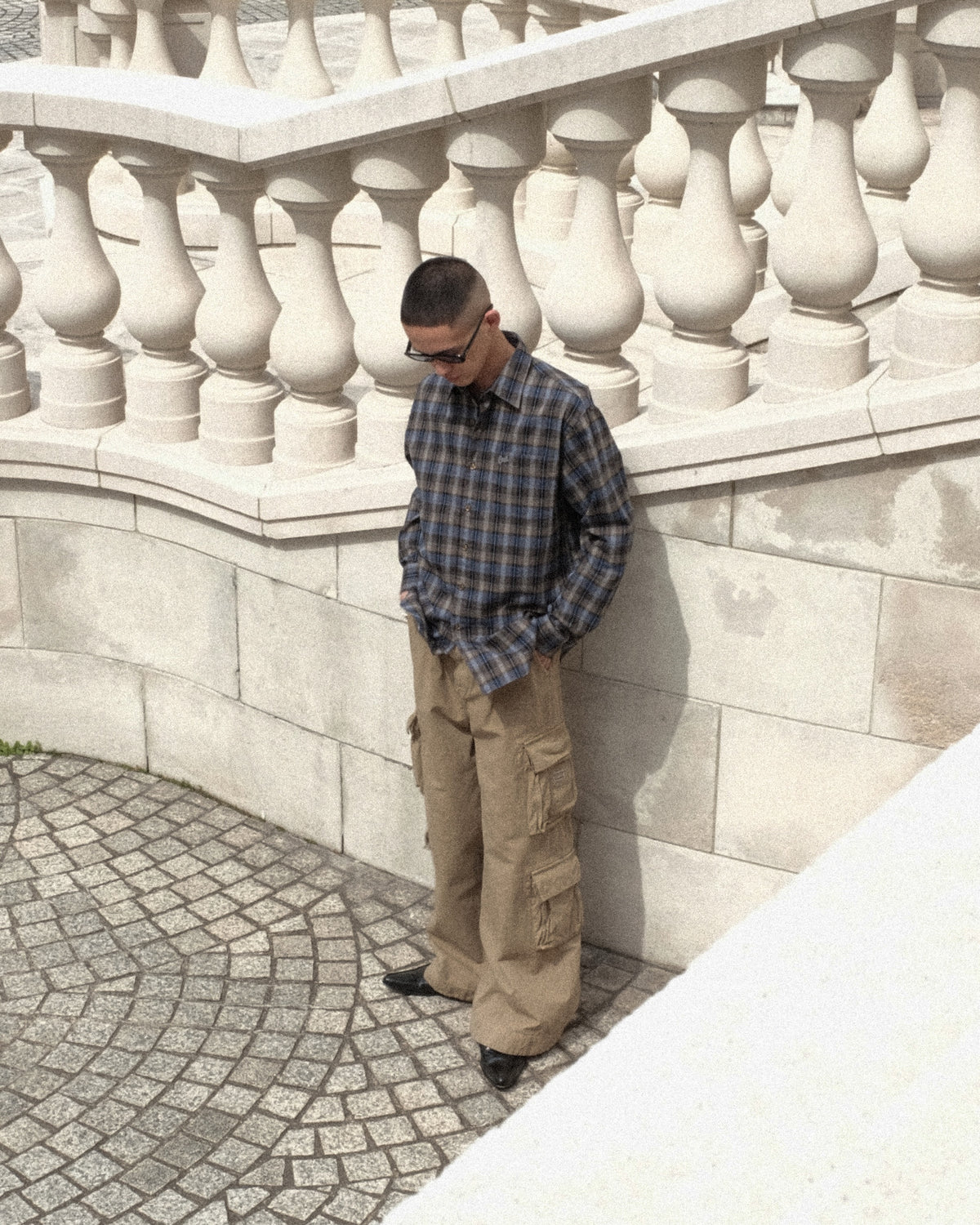 ERL / UNISEX GREY CHECK SHIRT WOVEN GREY CHECK