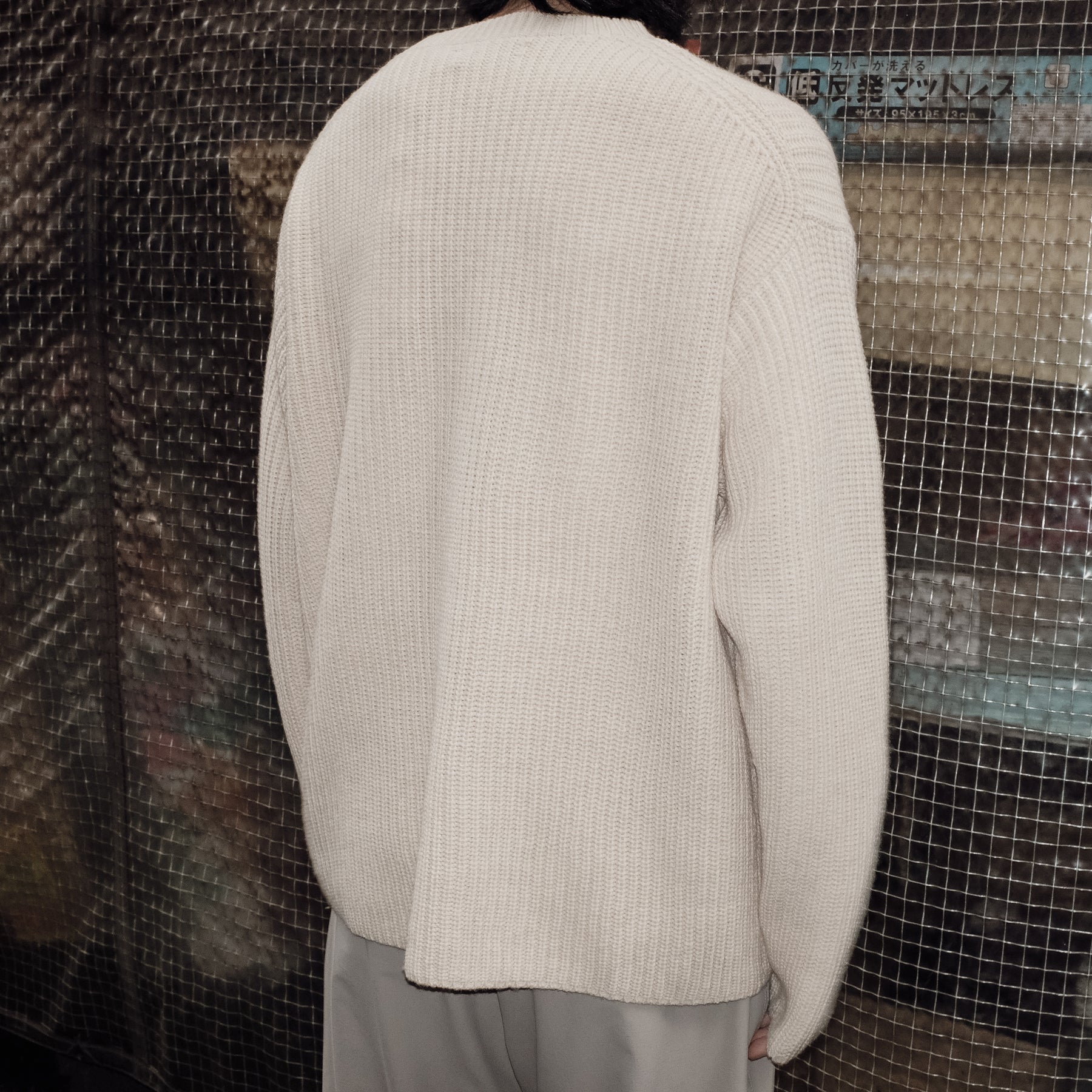 Calvin Klein / LS CREWNECK RIB SWEATER NATURAL