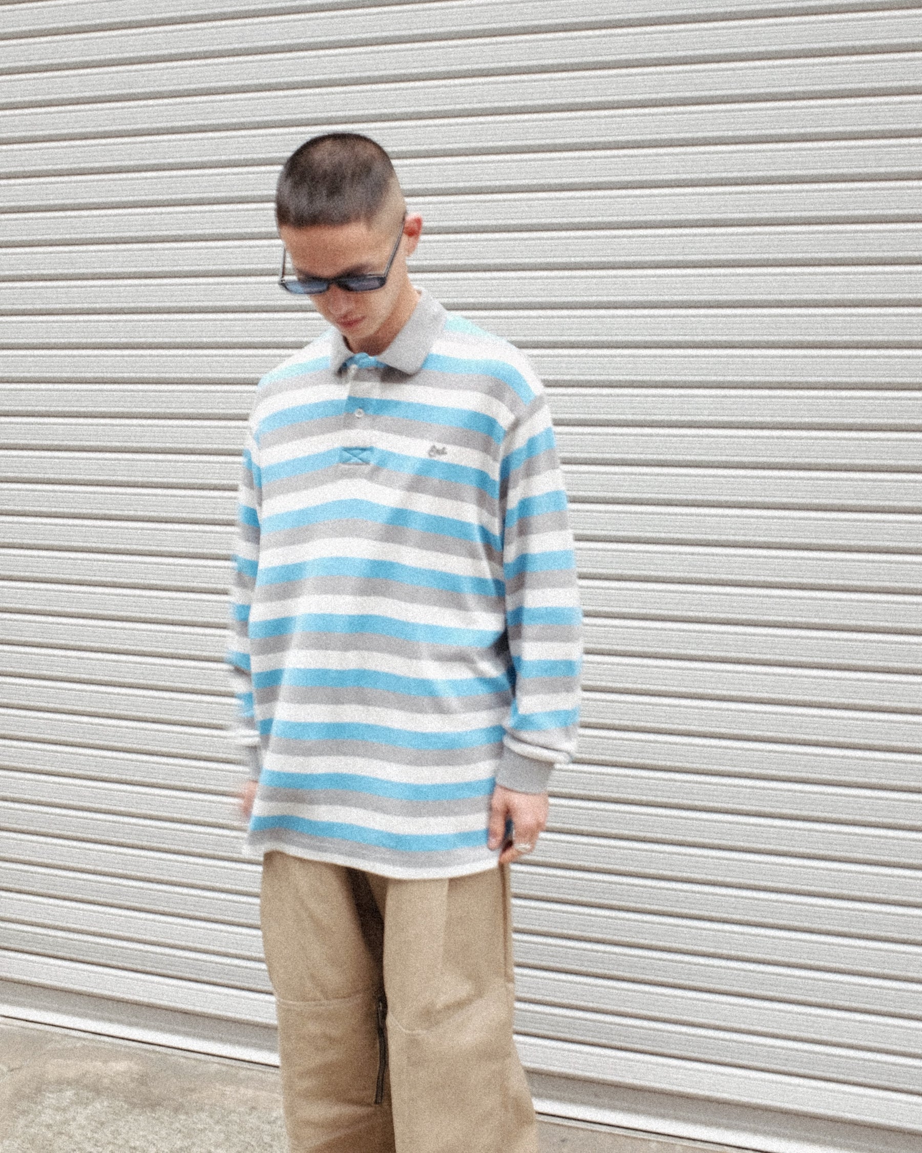 ERL / UNISEX STRIPED LONG SLEEVE POLO KNIT MULTI
