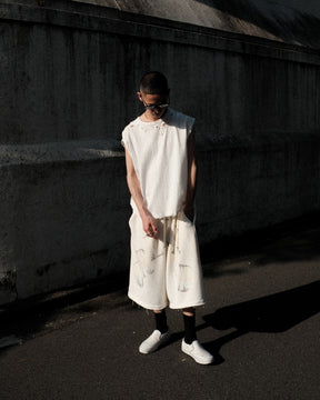 <span style="color: #f50b0b;">Last One</span> TEPPEI FURUYAMA / HANDPAINT LOOSE SHORTS WHITE