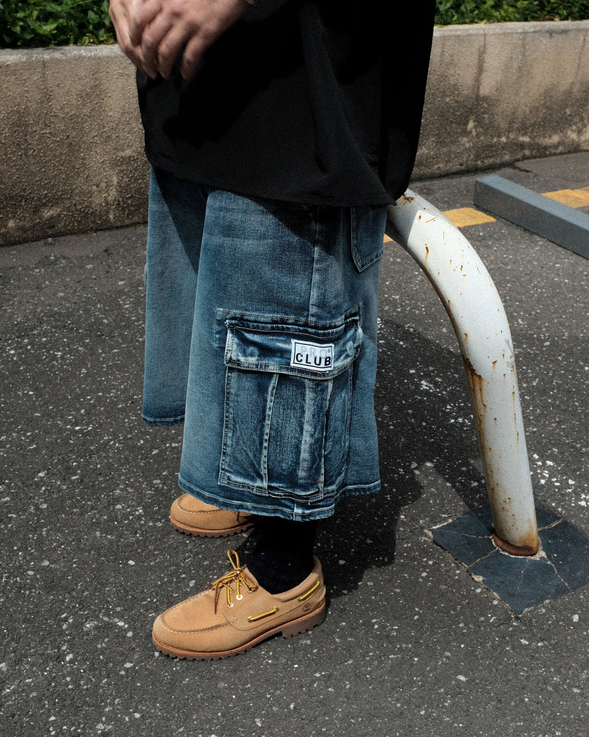 PRO CLUB / Baggy Denim Cargo Short BLUE