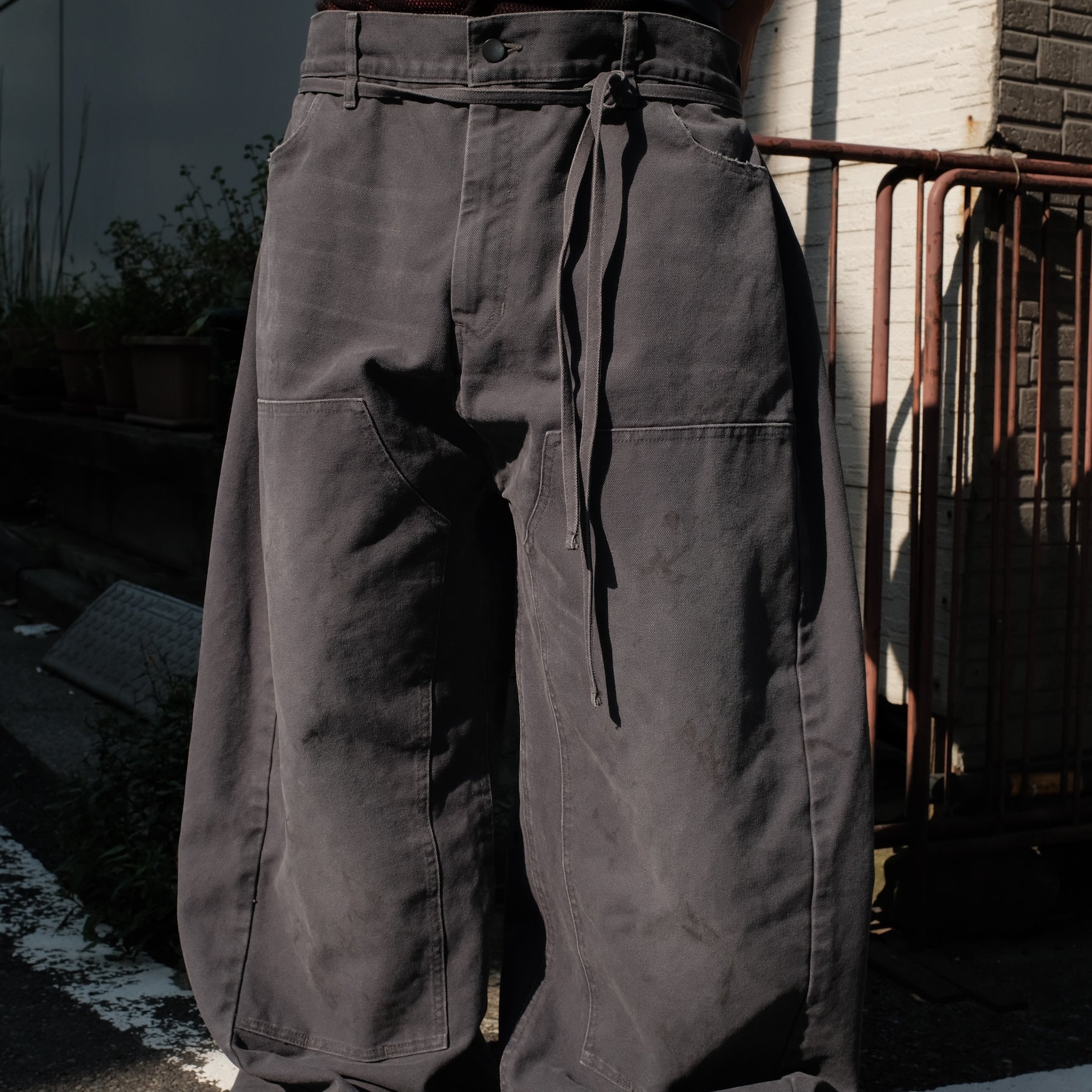 TENDER PERSON / DOUBLE KNEES BAGGY PANTS GRAY