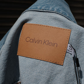 Calvin Klein / 90's MARBLED TRUCKER DENIM JACKET LIGHT BLUE