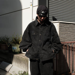 INTODUSK / TRUCKER DENIM JACKET WASHED BLACK