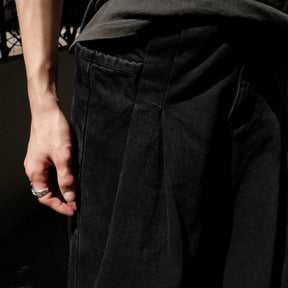 INTODUSK / OVER LAPPING PANTS SOLID BLACK