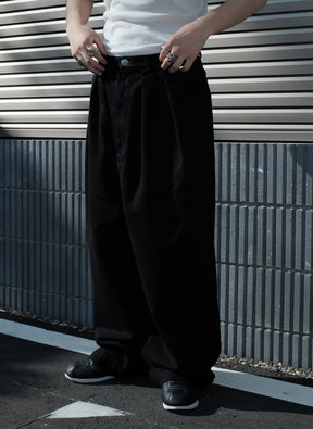 INTODUSK / SKEWED DENIM PANTS SOLID BLACK