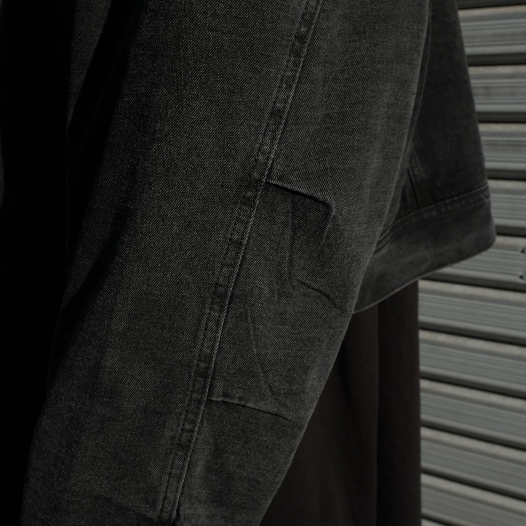WILLY CHAVARRIA / DENIM + FRENCH TERRY JACKET WASHED BLACK