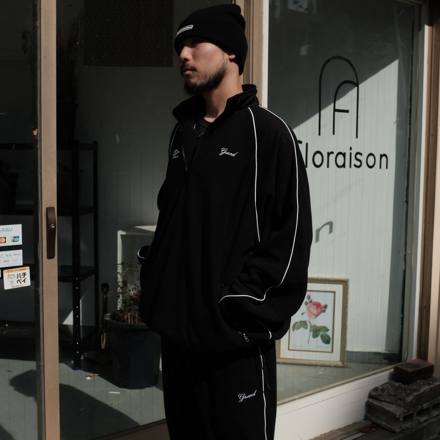 Grand Collection × UMBRO / MICRO FLEECE QUARTER ZIP BLACK