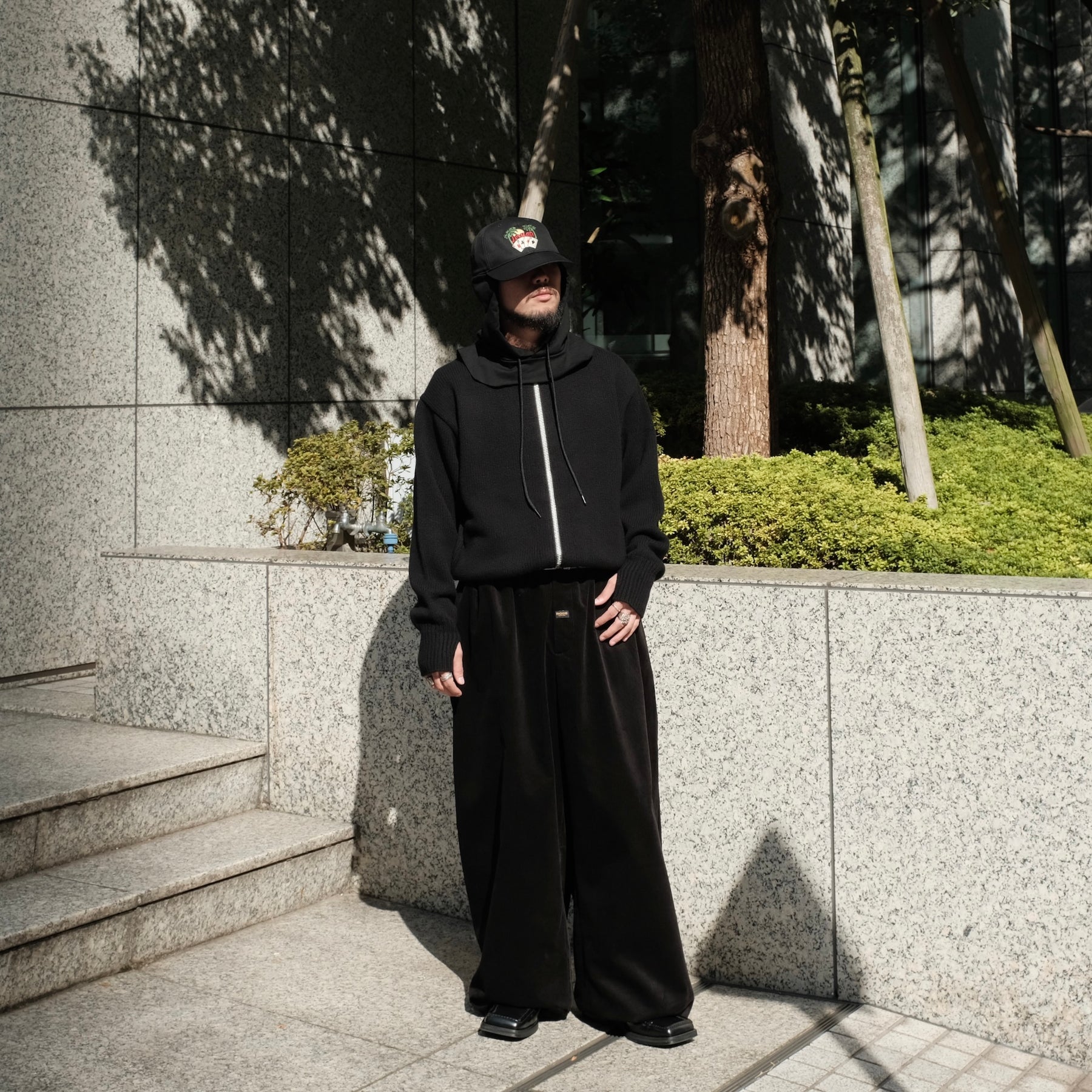 ROTOL / WOOL CASHMERE ZIP KNIT SWEATER BLACK