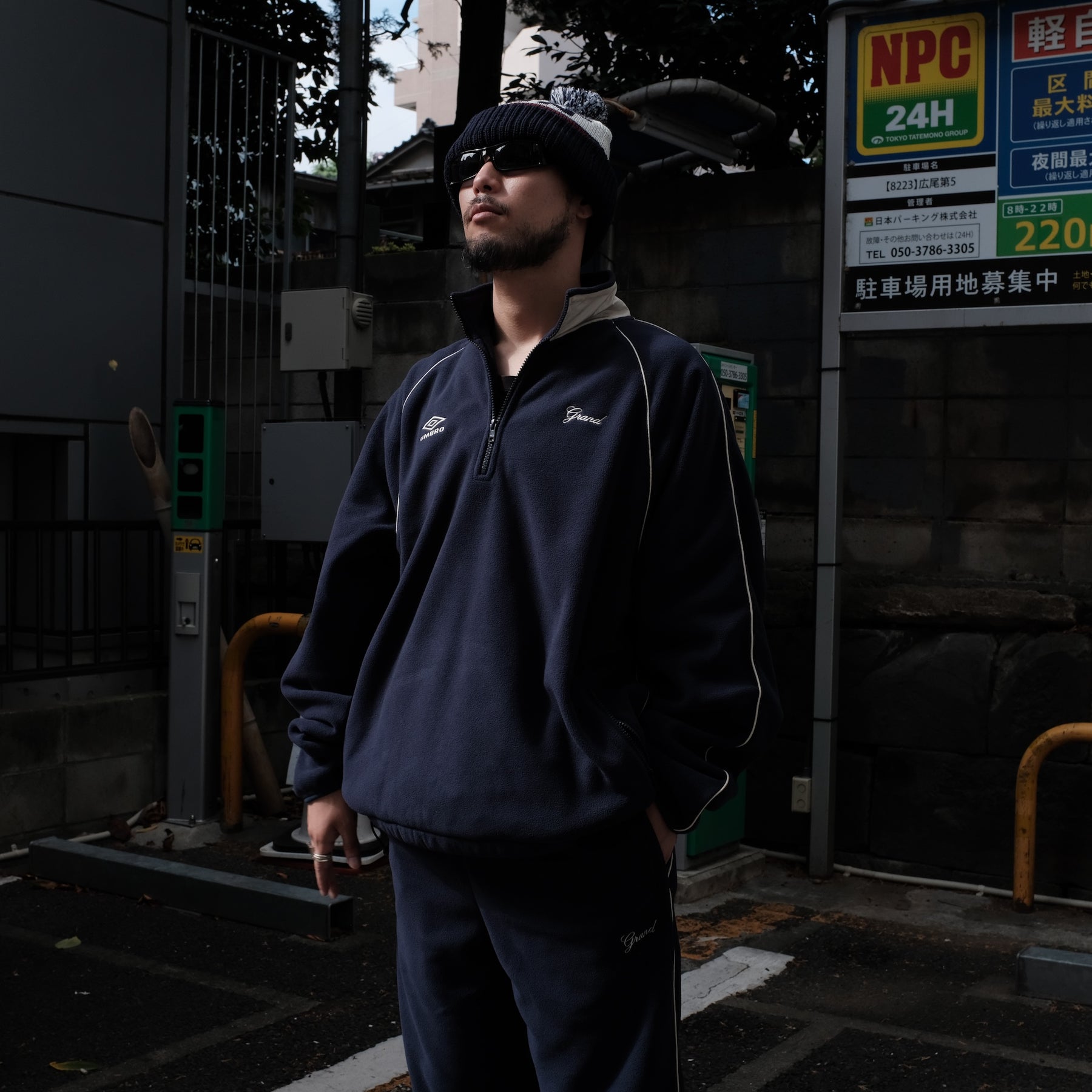 Grand Collection × UMBRO / MICRO FLEECE QUARTER ZIP NAVY