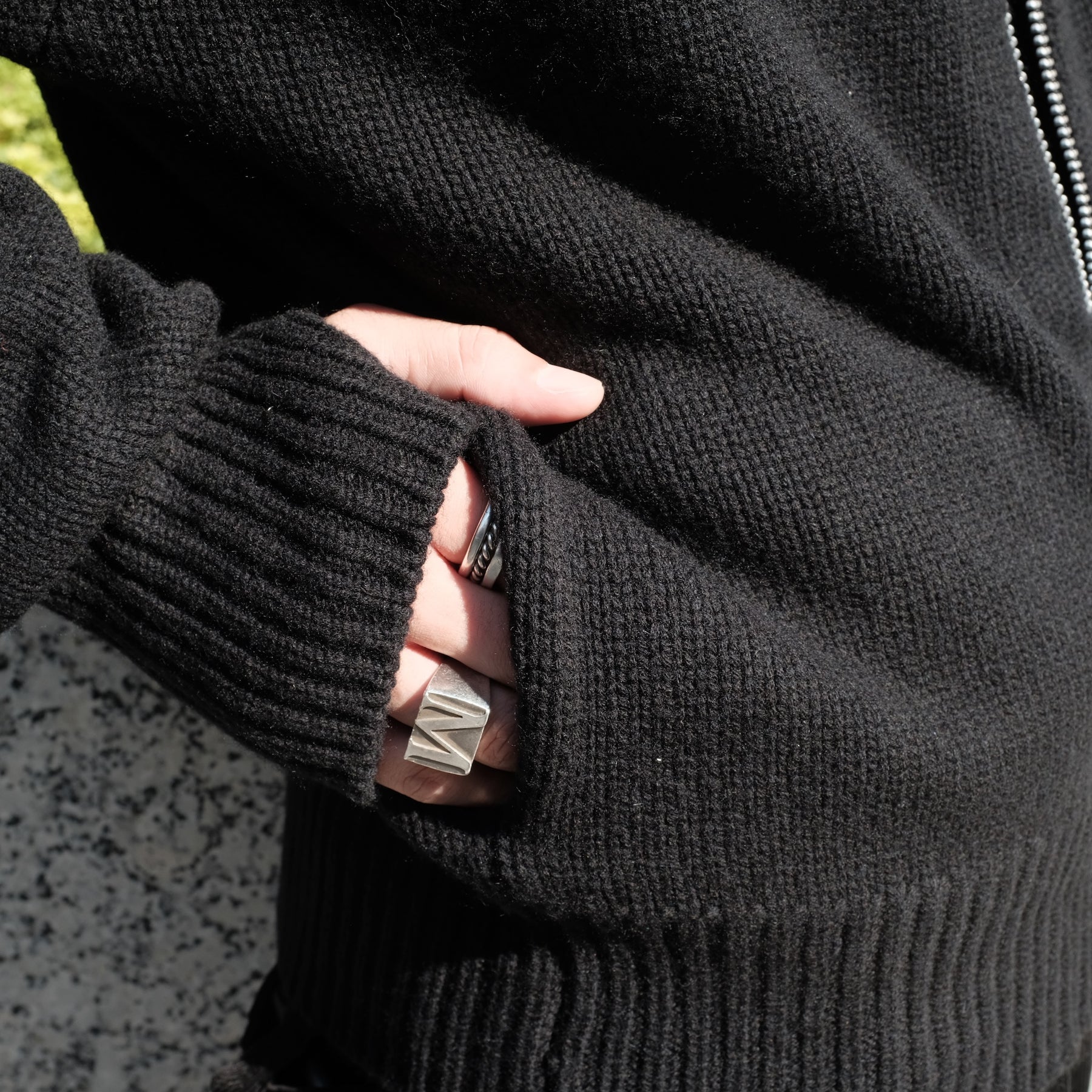 ROTOL / WOOL CASHMERE ZIP KNIT SWEATER BLACK