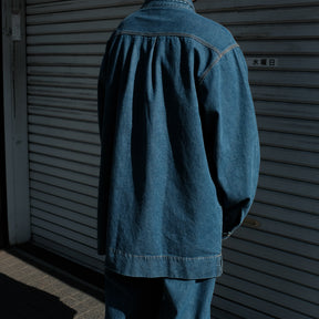 WILLY CHAVARRIA / ZIP PLACKET LS SHIRT WASHED BLUE DENIM