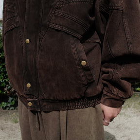 INTODUSK / KROW DENIM JACKET WASHED BROWN