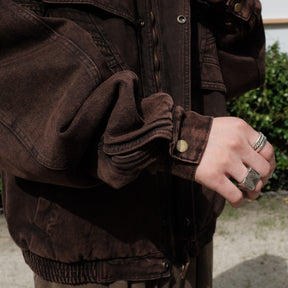 INTODUSK / KROW DENIM JACKET WASHED BROWN