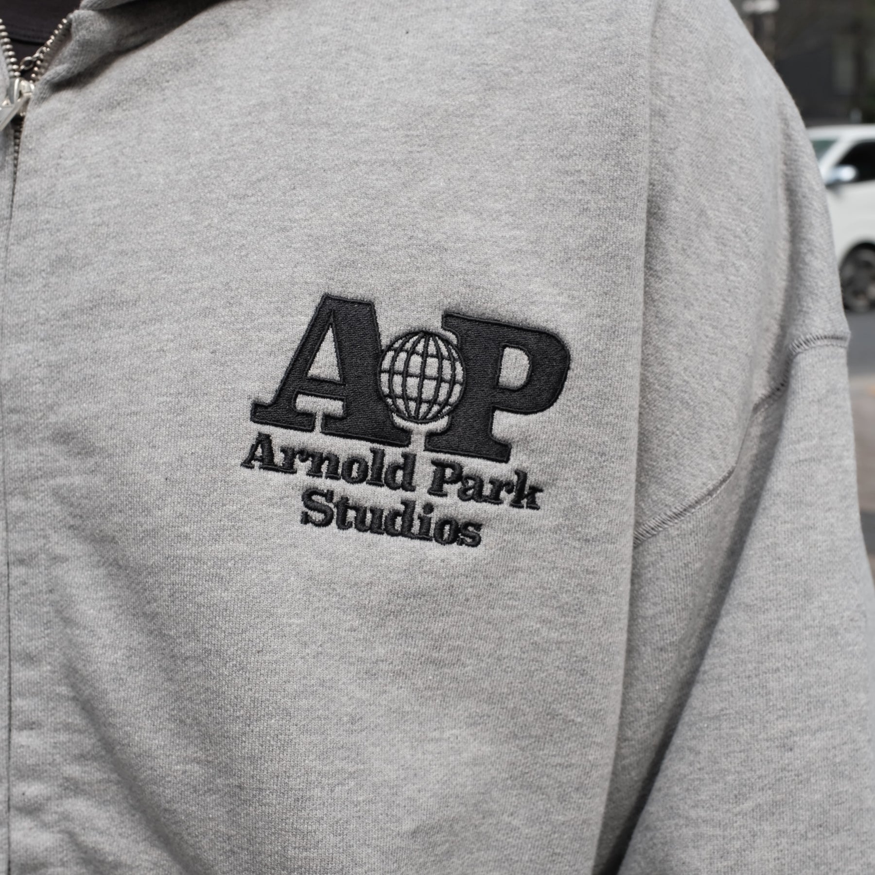 ARNOLD PARK STUDIOS / SCIENCE MULTI LOGO ZIP THROUGH HOODIE GREY MARL