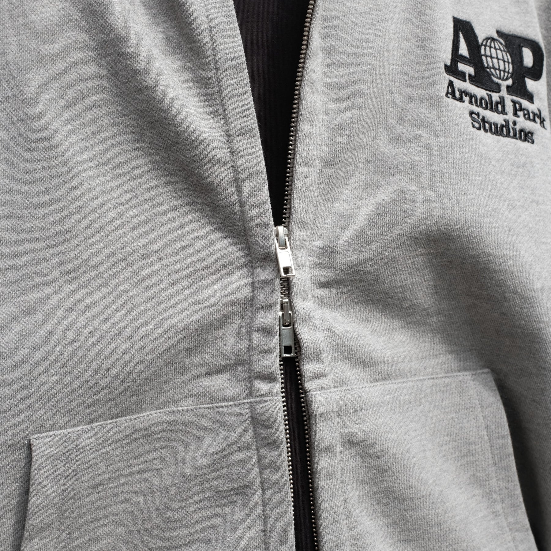 ARNOLD PARK STUDIOS / SCIENCE MULTI LOGO ZIP THROUGH HOODIE GREY MARL