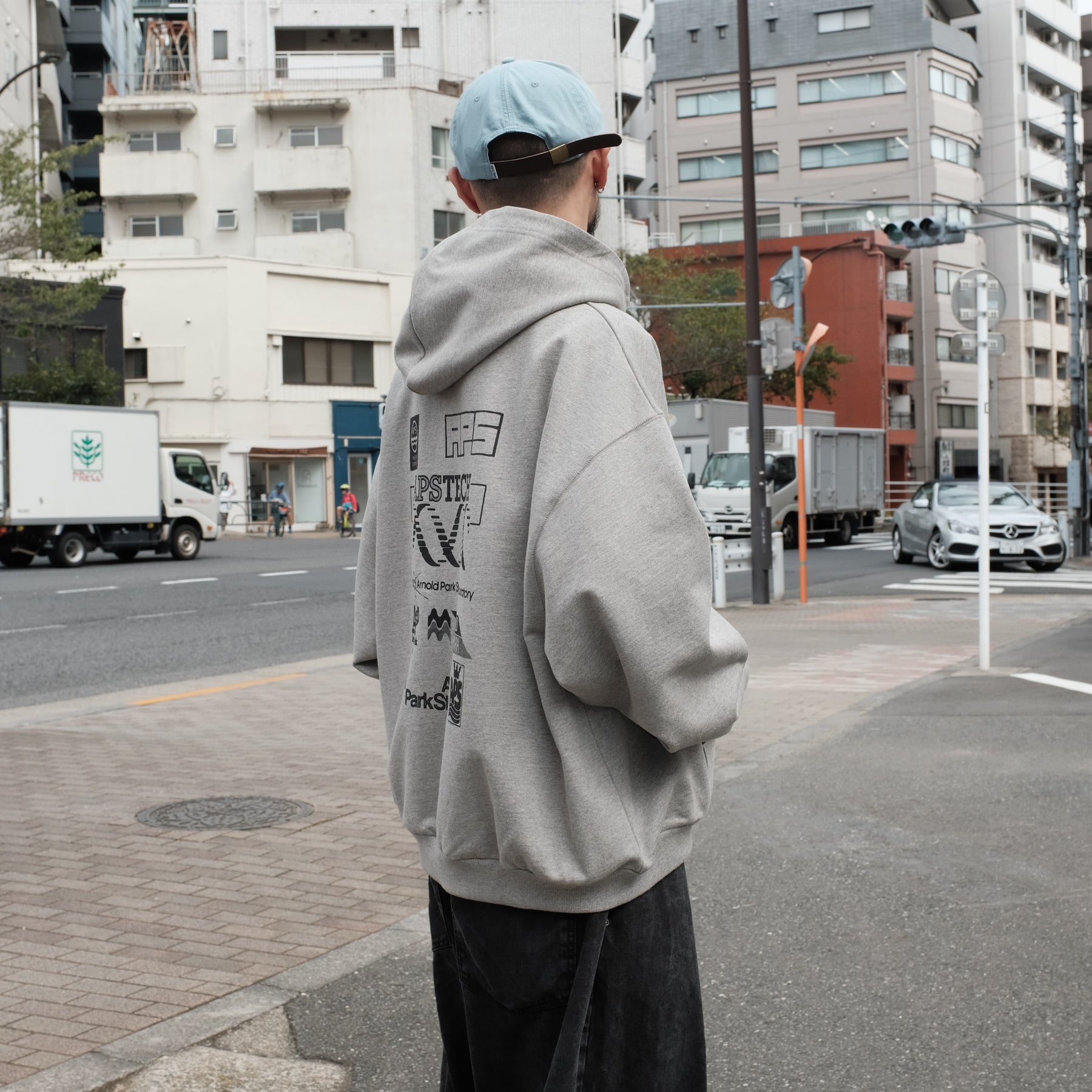 ARNOLD PARK STUDIOS / SCIENCE MULTI LOGO ZIP THROUGH HOODIE GREY MARL