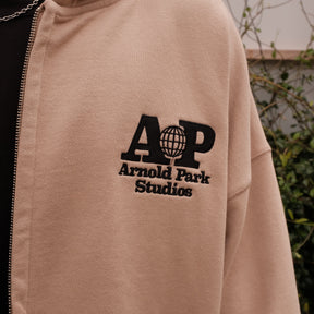 <span style="color: #f50b0b;">Last One</span> ARNOLD PARK STUDIOS / SCIENCE MULTI LOGO ZIP THROUGH HOODIE BEIGE