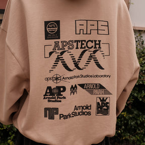 <span style="color: #f50b0b;">Last One</span> ARNOLD PARK STUDIOS / SCIENCE MULTI LOGO ZIP THROUGH HOODIE BEIGE