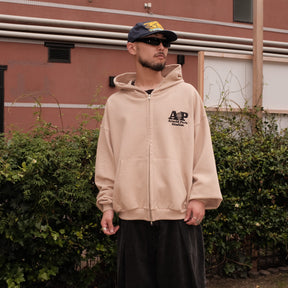 <span style="color: #f50b0b;">Last One</span> ARNOLD PARK STUDIOS / SCIENCE MULTI LOGO ZIP THROUGH HOODIE BEIGE