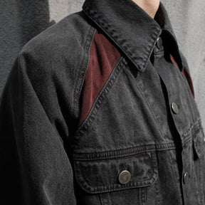 INTODUSK / TRUCKER SWITCHING JACKET WASHED BLACK