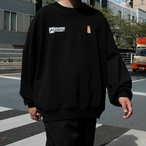 WILLY CHAVARRIA / NEVER FAKE IT BOMBER CREW SOLID BLACK