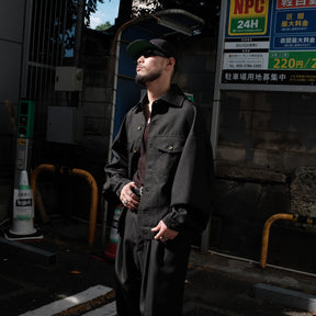 INTODUSK / SLOUCH TRUCKER JACKET PITCH BLACK