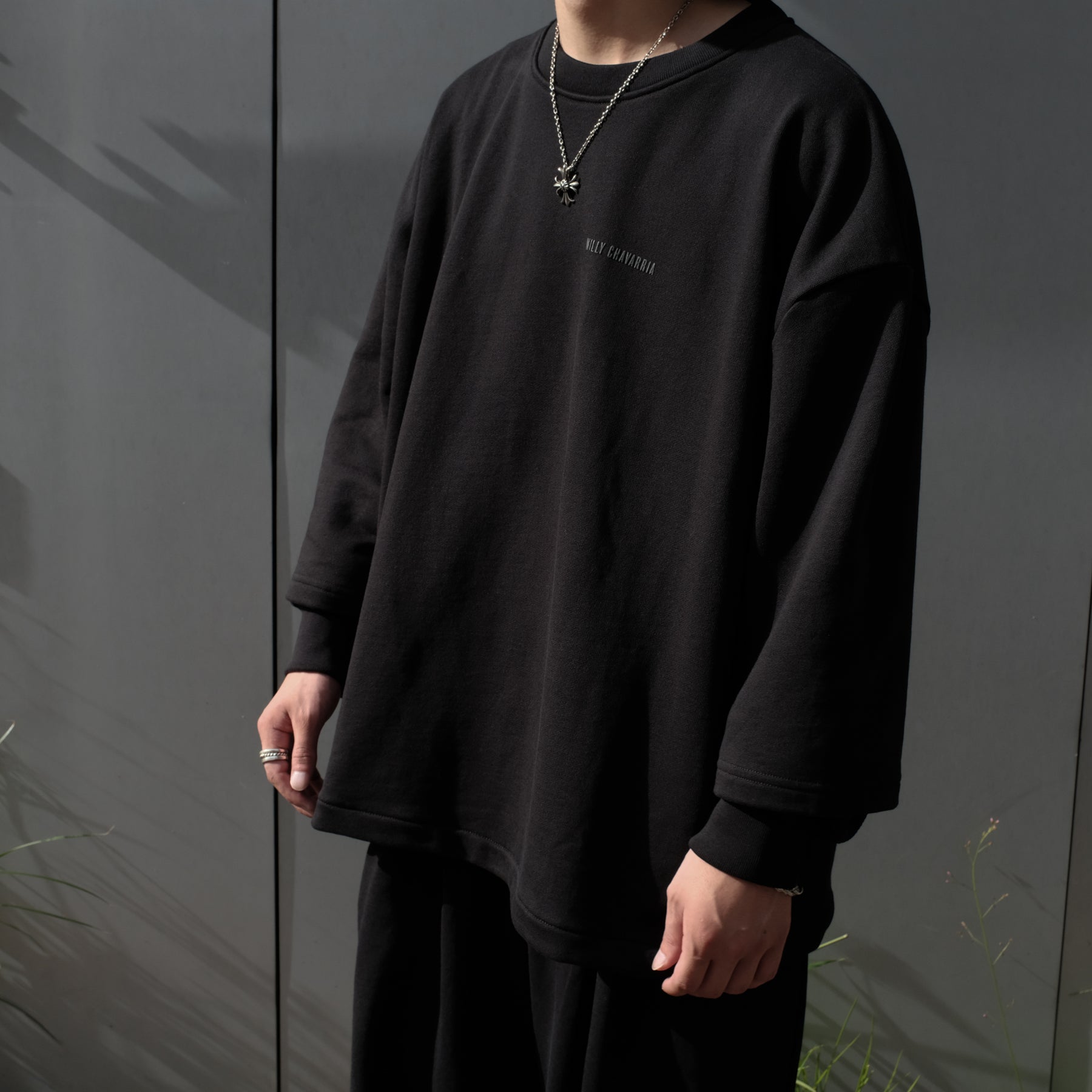 WILLY CHAVARRIA / WAFFLE LINED LS BUFFALO T SOLID BLACK