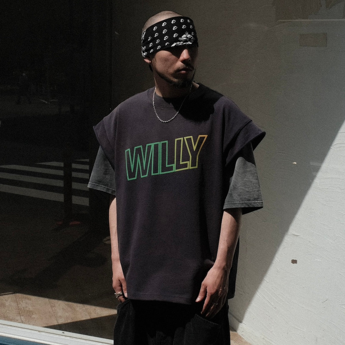 WILLY CHAVARRIA / WILLY GRADIENT LOGO MUSCLE TEE DARK NAVY