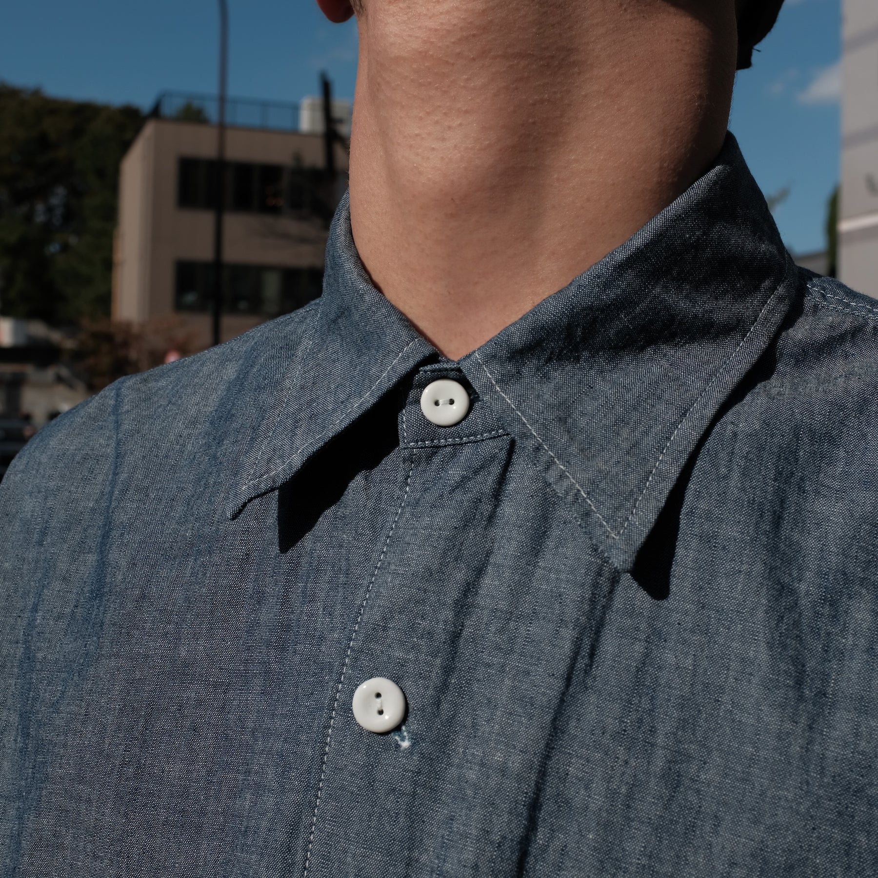 <span style="color: #f50b0b;">Last One</span> SOWBOW / J FLAP POCKET WORK SHIRT CHAMBRAY INDIGO