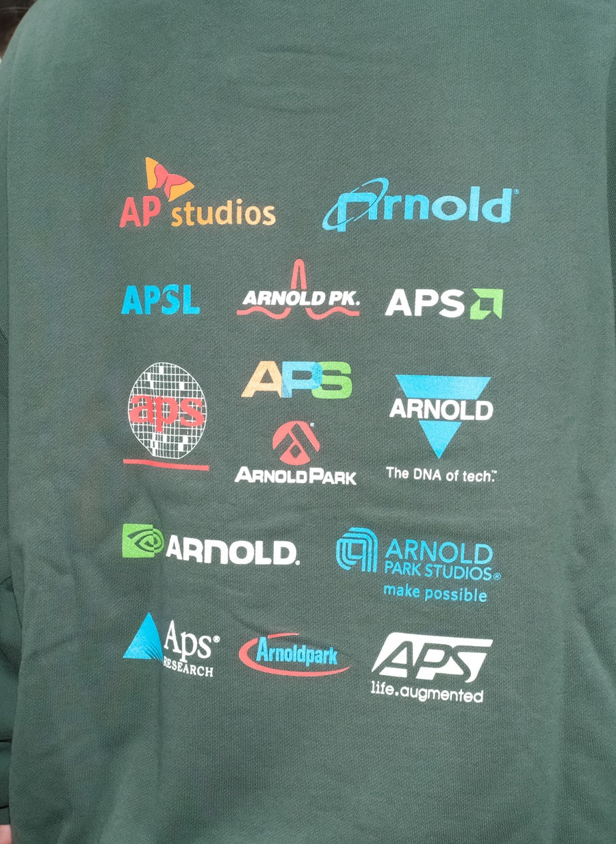 <span style="color: #f50b0b;">Last One</span> ARNOLD PARK STUDIOS / SEMICONDUCTOR MULTI LOGO HOODIE FOREST GREEN