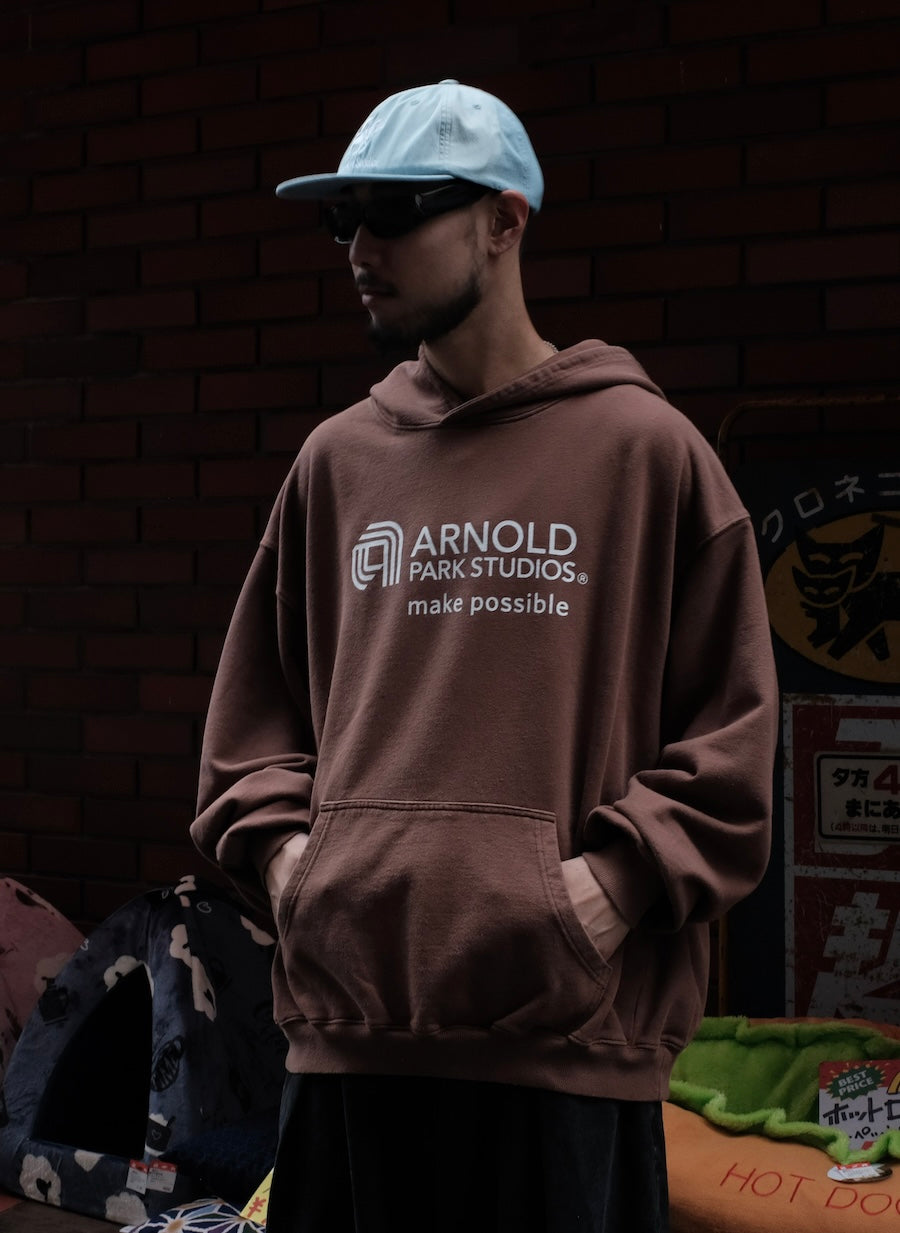 <span style="color: #f50b0b;">Last One</span> ARNOLD PARK STUDIOS / SEMICONDUCTOR MULTI LOGO HOODIE FADED BROWN